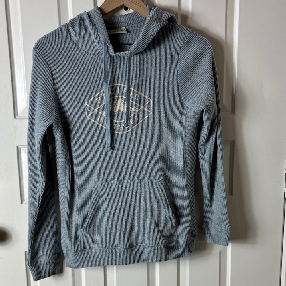 Lone Rock Pacific Northwest Hooded Shirt hoodie ribbed large blue